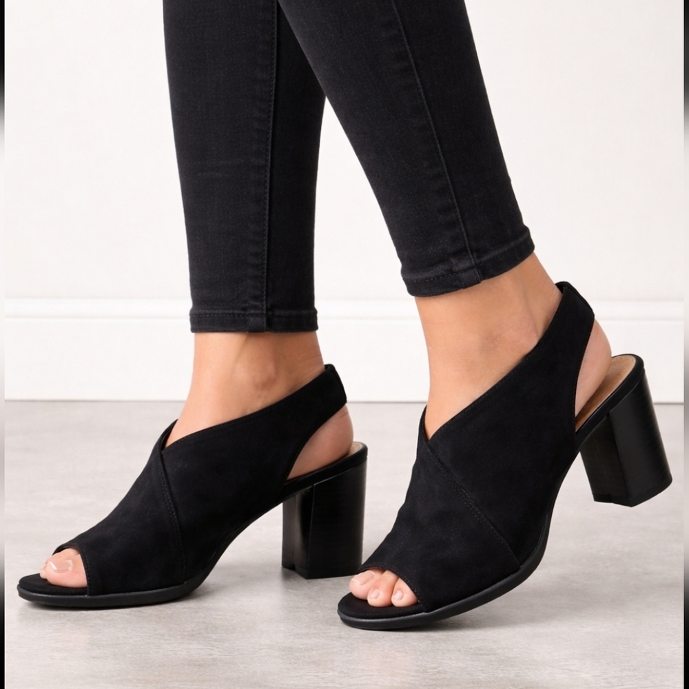 Dexflex Comfort Tilda Modern Minimalist Slingback Comfort Block Heels 8M